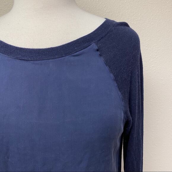 Vince Sweater Panel Mix Media Navy Blue Size S - Picture 3 of 6